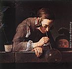 Jean Baptiste Simeon Chardin Canvas Paintings - The Soap Bubble
